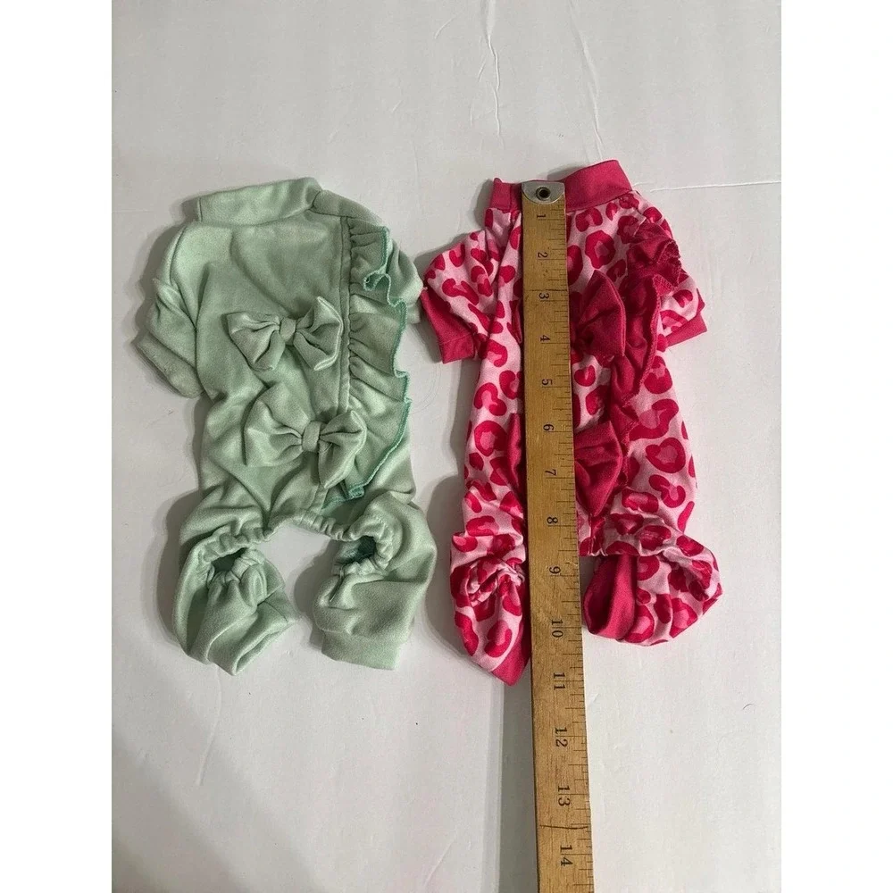 Dog Pajamas with Bows (XXS) Tea Cup Size, Bundle of 2 PJs